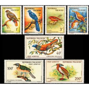 REPUBLIC OF MADAGASCAR/STAMPS, 1963 - BIRDS - YV 380/83 + A 89/91 - 7 VALUES - MNH