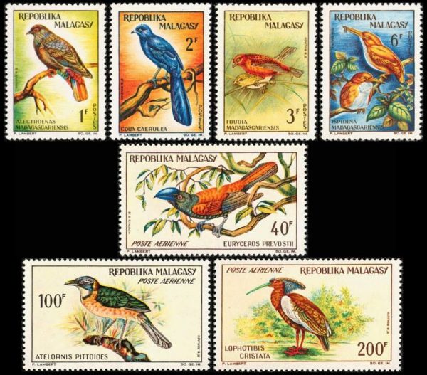 REPUBLICA DE MADAGASCAR/SELLOS, 1963 - AVES - YV 380/83 + A 89/91 - 7 VALORES - NUEVOP