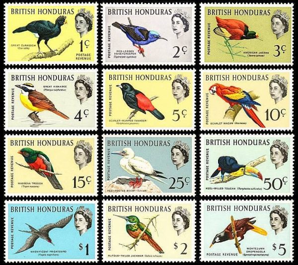 HONDURAS BRITANICAS/SELLOS, 1962-67 - AVES - ELIZABETH II - YV 170/81 - 12 VALORES - NUEVO