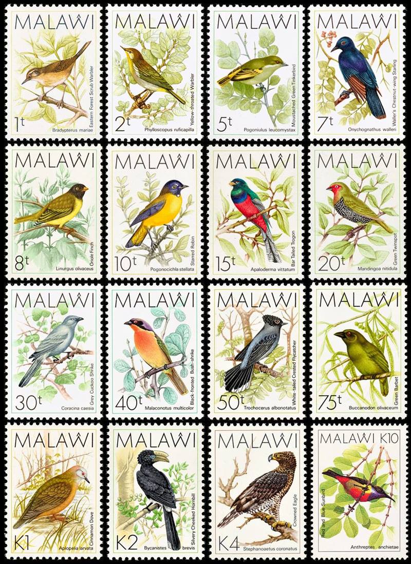 MALAWI/SELLOS, 1988 - AVES