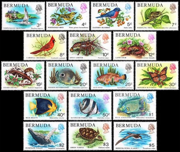 BERMUDA/SELLOS, 1978-1979 - FAUNA - SERIE ORDINARIA - ELIZABETH II - YV 353/9 - 17 VALORES - NUEVO