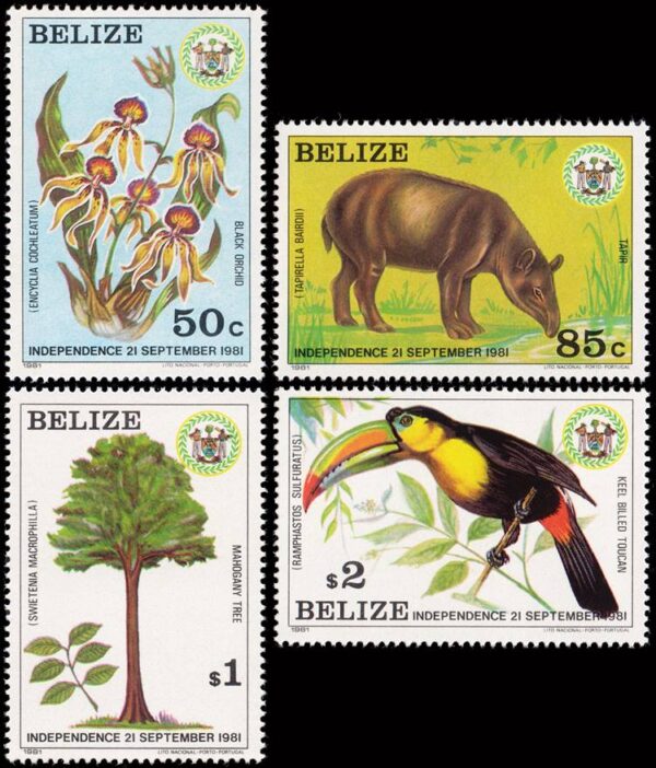 BELIZE/SELLOS, 1981 - FLORA Y FAUNA - YV 562/65 - 4 VALORES - NUEVO