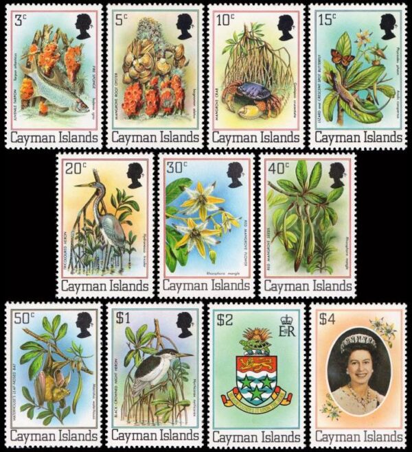 ISLAS CAYMAN/SELLOS, 1980 - SERIES ORDINARIA - FLORA Y FAUNA - ELIZABETH II - YV 459/69 - 11 VALORES - NUEVO