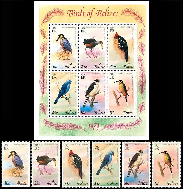 BELIZE/SELLOS, 1979 - AVES - YV 415/20 + BL 5 - 6 VALORES + BLOQUE - NUEVO