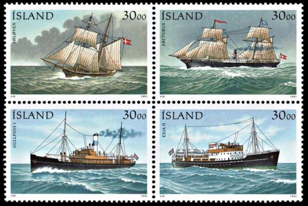 ISLANDIA/SELLOS, 1991 - BARCOS - YV 706/09 - 4 VALORES - NUEVO