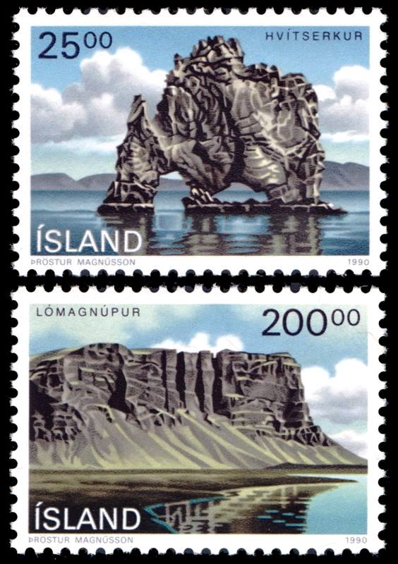 ISLANDIA/SELLOS, 1990 - PAISAJES COSTEROS - ROCAS - YV 684/85 - 2 VAALORES - NUEVO
