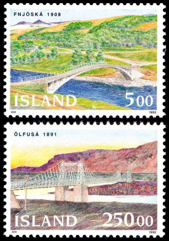 ISLANDIA/SELLOS, 1992 - PUENTES - YV 721/22 - 2 VALORES - NUEVO