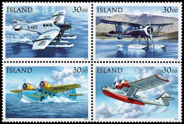 ISLANDOA/SELLOS, 1993 - AVIONES - YV 741/44 - 4 VALORES - NUEVO