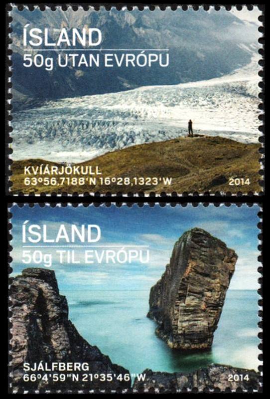 ISLANDIA/SELLOS, 2014 - TURISMO - ROCAS - GLACIARES - YV 1344/45 - 2 VALORES - NUEVO