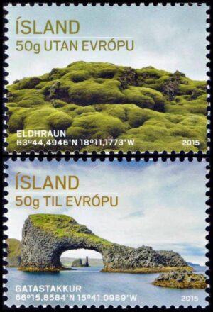 ISLANDIA/SELLOS, 2015 - TURISMO - PAISAJES - YV 1379/80 - 2 VALORES - NUEVO