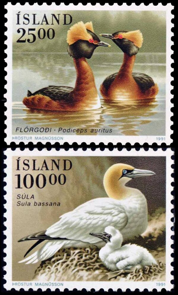 ISLANDIA/SELLOS, 1991 - AVES - YV 691/92 - 2 VALORES - NUEVO