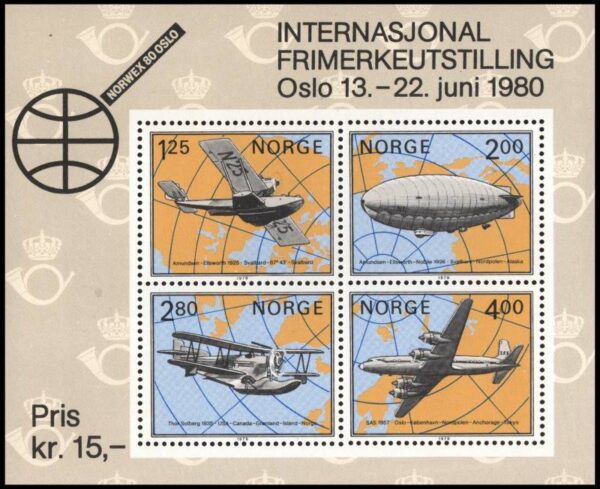 NORUEGA/SELLOS, 1979 - AVIONES - ZEPPELIN - YV BF 3 - BLOQUE - NUEVO