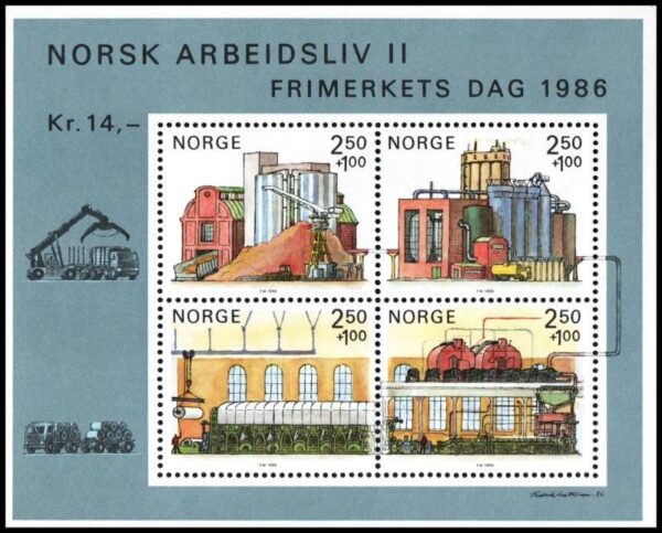 NORUEGA/SELLOS, 1986 - LA INDUSTRIA PAPELERA - YV BF 6 - BLOQUE - NUEVO