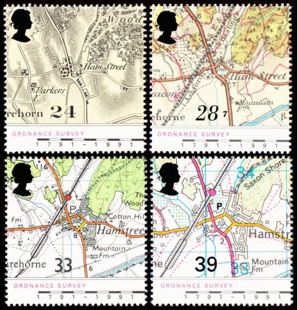 GRAN BRETAÑA/SELLOS, 1991 - CARTOGRAFIA - YV 1568/71 - 4 VALORES - NUEVO