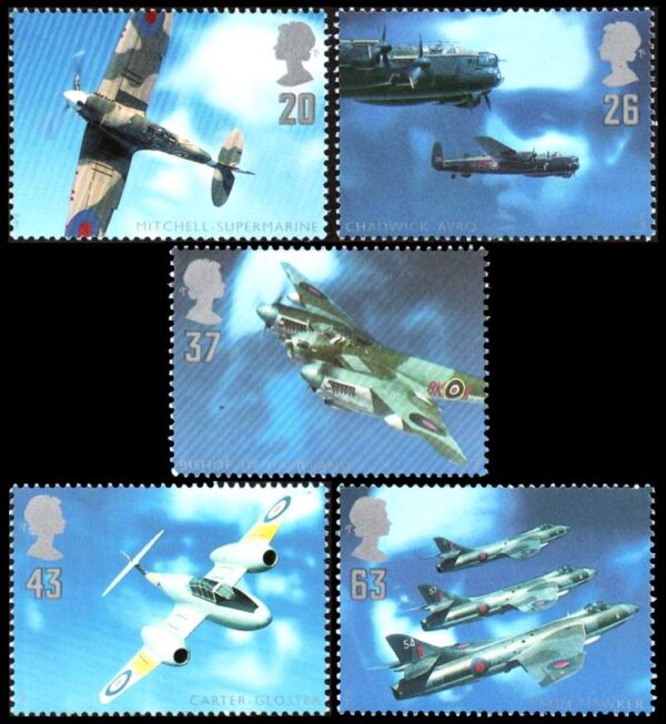 GREAT BRITAIN/STAMPS, 1997 - AIRPLANES - YV 1967/71 - 5 VALUES MNH