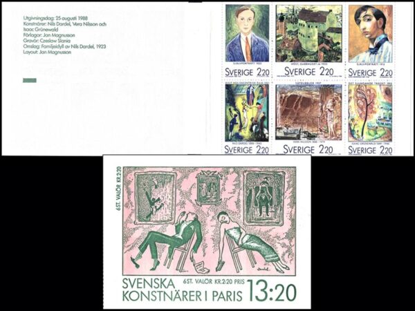 SUECIA/SELLOS, 1988 - PINTURA -  YV C 1481 - CARNET - NUEVO