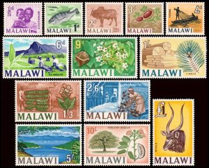MALAWI/SELLOS, 1964 - SERIE ORDINARIA - VISTAS - FAUNA -