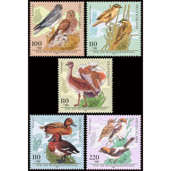 ALEMANIA/SELLOS,, 1998 - AVES - YV 1846/50 - 5 VALORES - NUEVO