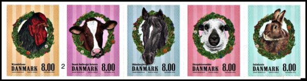 DANMARK /STAMPS, 2016 - FARM ANIMALS - YV 1834/38  - 5 VALUES - SELF ADHESIVE STAMPS - MNH