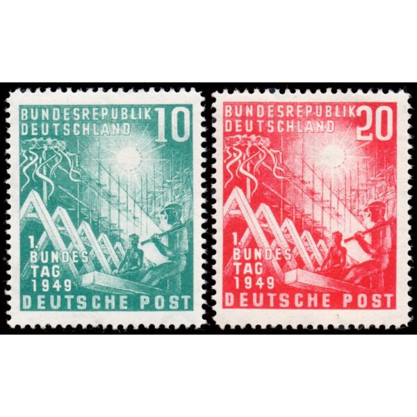 ALEMANIA/SELLOS, 1949 - PARLAMENTO DE LA REPUBLICA FEDERAL ALEMANA - YV 1/2 - 2 VALUES - NUEVO - BISAGRA