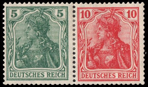 ALEMANIA REICH/SELLOS, 1903-16 - GERMANIA - CAT MICHEL W 7 IIaa - ZUSAMMENDRUCKE -NUEVO - BISAGRA