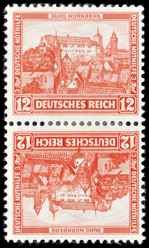 ALEMANIA REICH/SELLOS, 1932 - SITIOS Y LUGARES - CAT MICHEL SK 16 - ZUSAMMENDRUCKE - NUEVO - BISAGRA