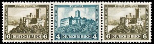 ALEMANIA REICH/SELLOS, 1932 - SITIOS Y LUGARES - CAT MICHEL - W 42 - ZUSAMMENDRUCKE - NUEVO - BISAGRA