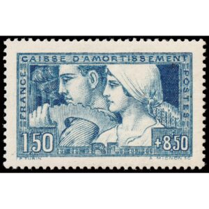 FRANCIA/SELLOS, 1928 - EL TRABAJO - CAISSE D'AMOTISSEMENT - YV 252 - 1 VALOR - BISAGRA