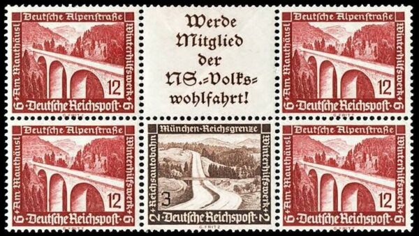 ALEMANIA REICH/SELLOS, 1936 - LA RUTA DE LOS ALPES - CAT MICHEL W 114 + W 118 - ZUSAMMENDRUCKE - NUEVO - MINT