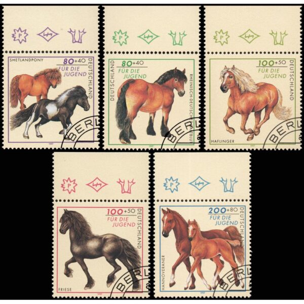 ALEMANIA/SELLOS, 1997 - CABALLOS - YV 1752/56 - 5 VALORES - USADO