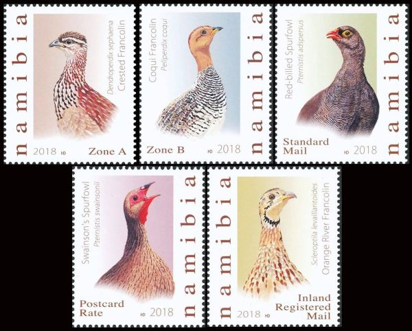 NAMIBIA/SELLOS, 2018 - AVES - YV 1409/13 - 5 VALORES - NUEVO