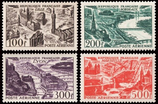 FRANCIA/SELLOS, 1949 - VILLAS DE FRANCIA - YV A 24/27 - 4 VALORES - NUEVO - MINT