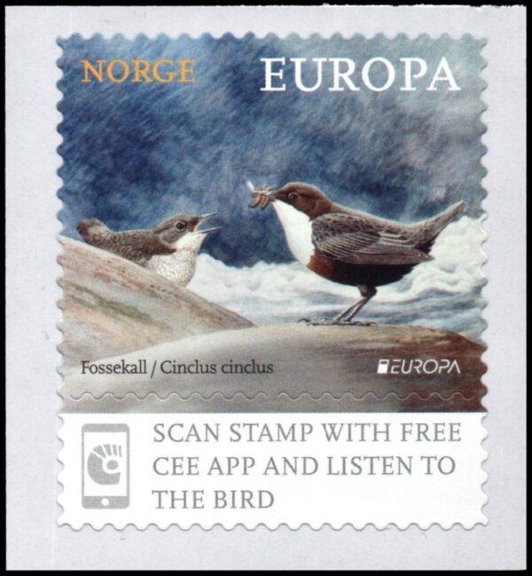 NORUEGA/SELLOS, 2019 - AVES - TEMA EUROPA - 1 VALOR - AUTOADHESIVO - NUEVO