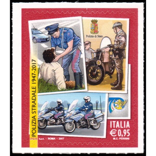 ITALIA/SELLOS, 2018 - POLICIA STRADALE - MOTOS - YV 3783 - 1 VALOR - AUTOADHESIVO