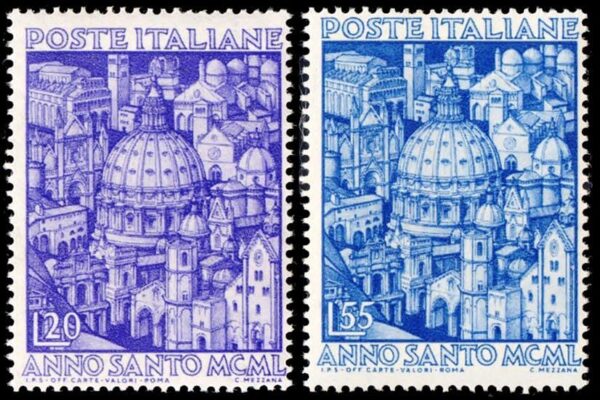 ITALIA/SELLOS, 1950 - AÑO SANTO - ARQUITECTURA - IGLESIAS - YV 538/39 - 2 VALORES - NUEVO - MINT