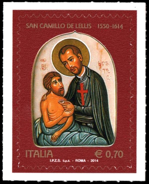 ITALIA/SELLOS, 2014 - RELIGION - SAN CAMILO DE LELLIS - YV 3469 - 1 VALOR AUTOADHESIVO