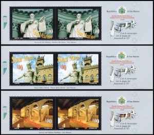 SAN MARINO/SELLOS, 2009 - ARQUITECTURA - YV BF 43-44-45 - 3 BLOQUES - MINT