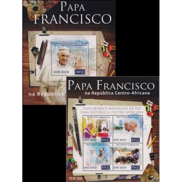 GUINEA BISSAU/STAMPS, 2015 - POPE FRANCIS -  YV 6314/17 + bf 1168  -MINI SHEET + SOUV SHEET - MNH
