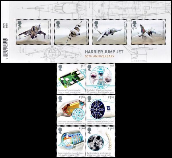 GREAT BRITAIN/STAMPS, 2019 - AIRPLANE - HARRIER JUMP JET -YV 4793/98 + F 4799 - MNH