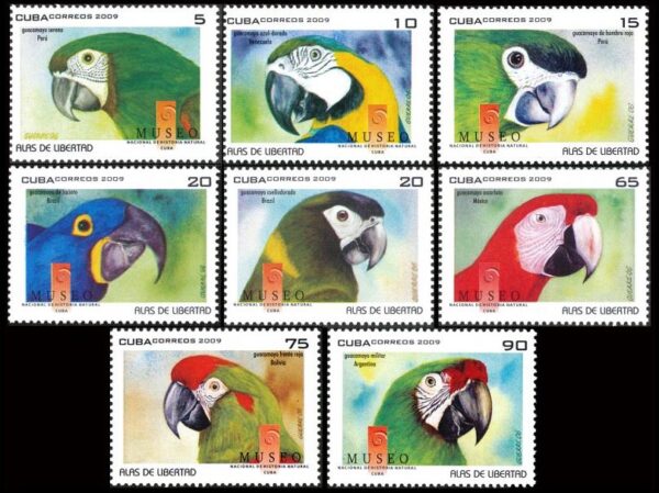 CUBA/SELLOS, 2009 - AVES - LOROS - YV 4786/93 - 8 VALORES - NUEVO