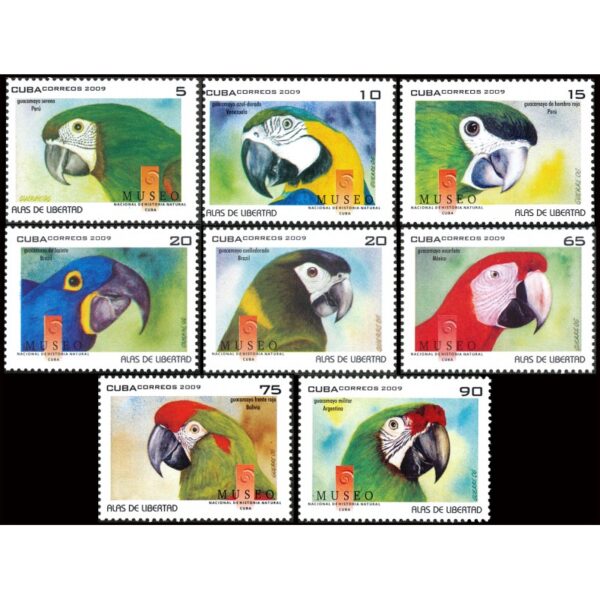 CUBA/SELLOS, 2009 - AVES - LOROS - YV 4786/93 - 8 VALORES - NUEVO