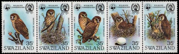 SWAZILANDIA/SELLOS, 1984 - AVES - PROTECCION DE LA VIDA SALVAJE - YV 447/51 - 5 VALORES - NUEVO