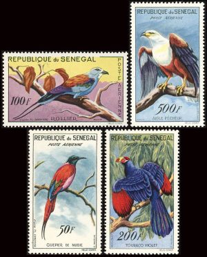 REPUBLICA DE SENEGAL/SELLOS, 1960-1961 - AVES - YV A 31/35 - 4 VALORES - NUEVO