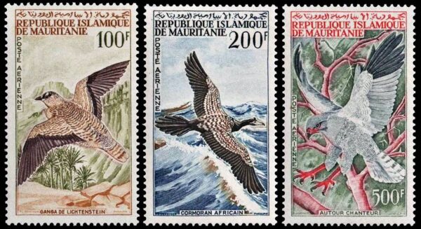 REPUBLICA DE MAURITANIA/SELLOS, 1964 - AVES - YV A 34/36 - 3 VALUES - NUEVO