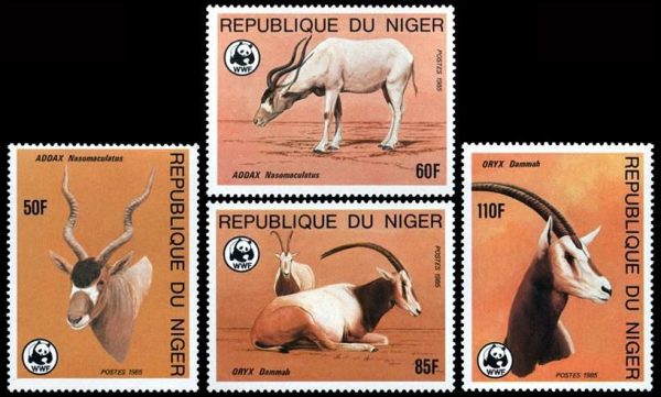 REPUBLICA DE NIGER/SELLOS, 1985 - FAUNA -ANTILOPES - YV 674/77 - 4 VALORES - NUEVO