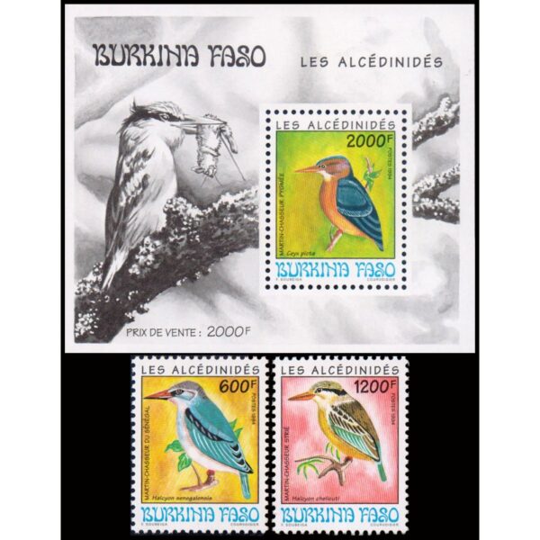 BURKINA FASO/SELLOS, 1994 - AVES PESCADORAS - YV 888/89 + BF 46 - 2 VALORES + +BLOQUE - NUEVO
