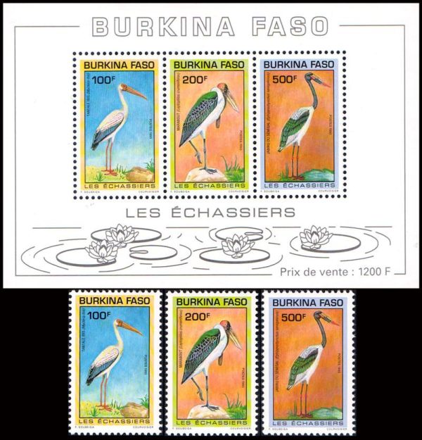 BURKINA FASO/SELLOS, 1993 - AVES - YV 868/70 + BF 43 - 3 VALORES + BLOQUE - NUEVO