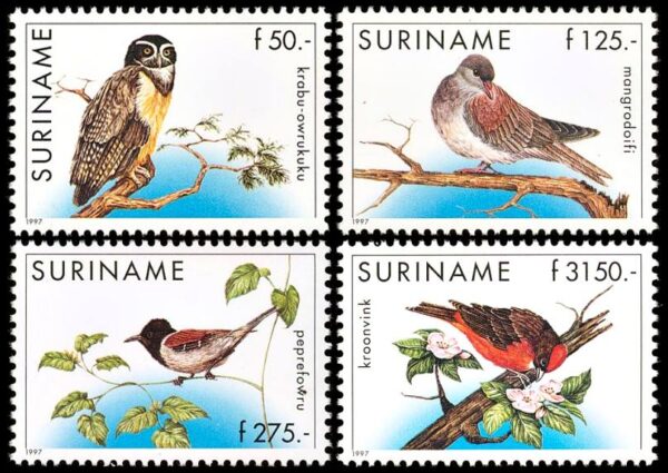 SURINAM/SELLOS, 1997 - AVES - SERIE ORDINARIA - YV 1454/57 - 4 VALORES - NUEVO