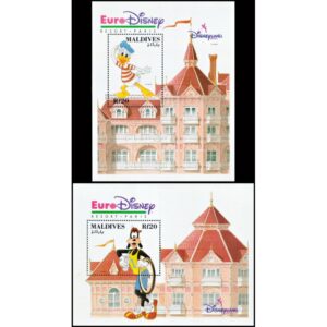 MALDIVAS/SELLOS, 1992 - WALT DISNEY - YV BF 258/59 - 2 BLOQUES - NUEVO