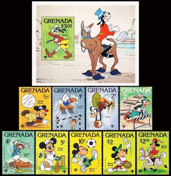 GRANADA/SELLOS, 1979 - DISNEY - YV 866/74 + BF 81 - 9 VALORES + BF 81 - NUEVO